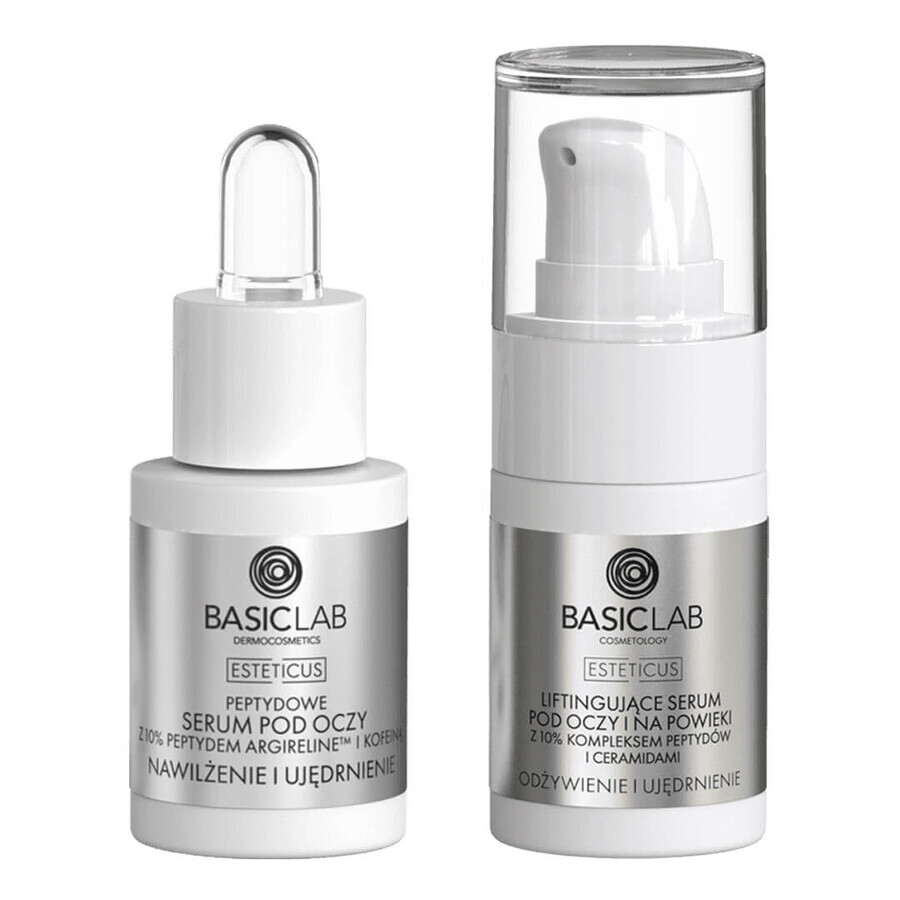 BasicLab Laag oogverzorgingsset, peptidenserum, 15 ml + verstevigend serum, 15 ml