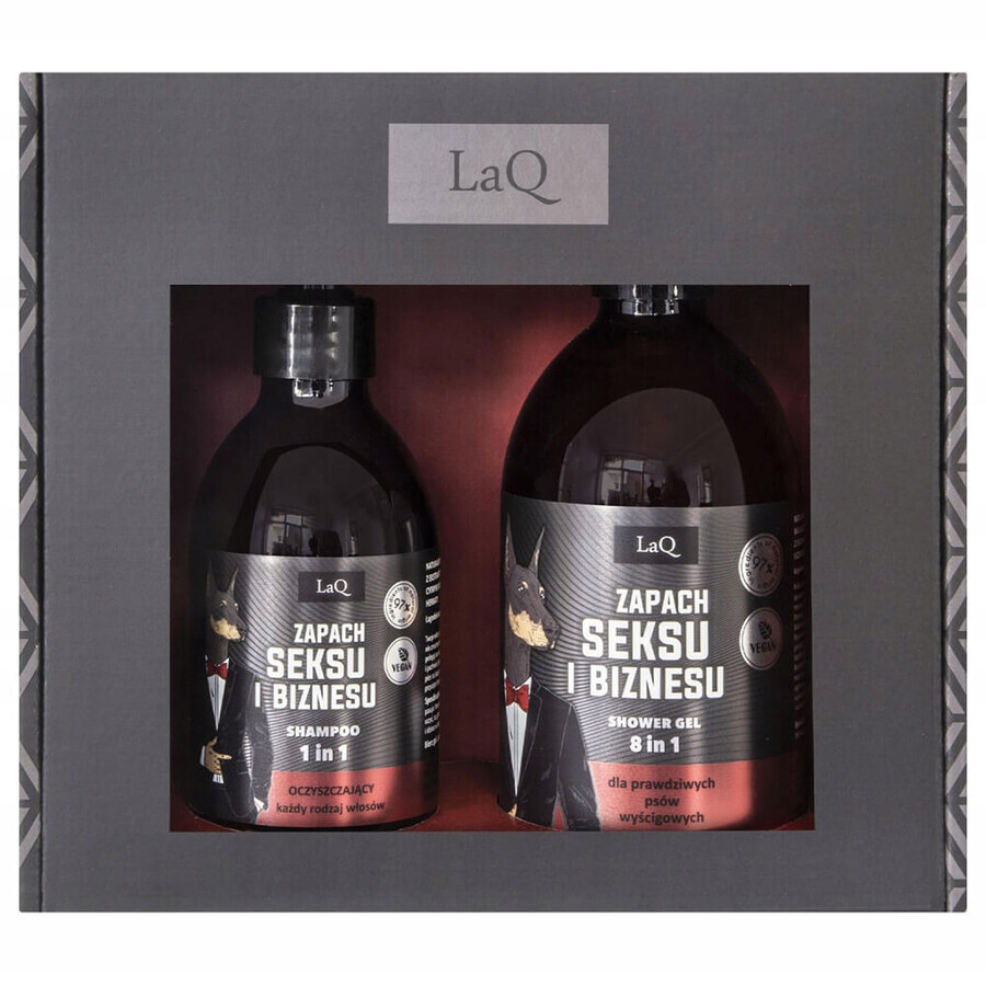 Set LaQ Doberman, 8în1 gel de duș, 500 ml + șampon de curățare, 300 ml