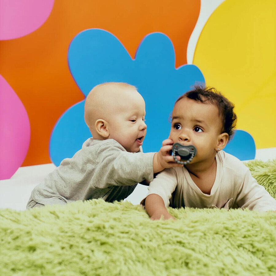 Luu Kids, ciuccio, posizionamento, in silicone, Lovely Gray, da 6 mesi, 1 pezzo