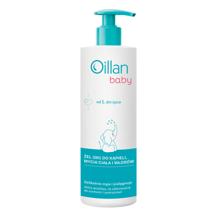 Oillan Baby, gel de baño, cuerpo y cabello 3 en 1, desde el primer día, 400 ml + gel de lavado de aceite, desde el primer día, 50 ml gratis