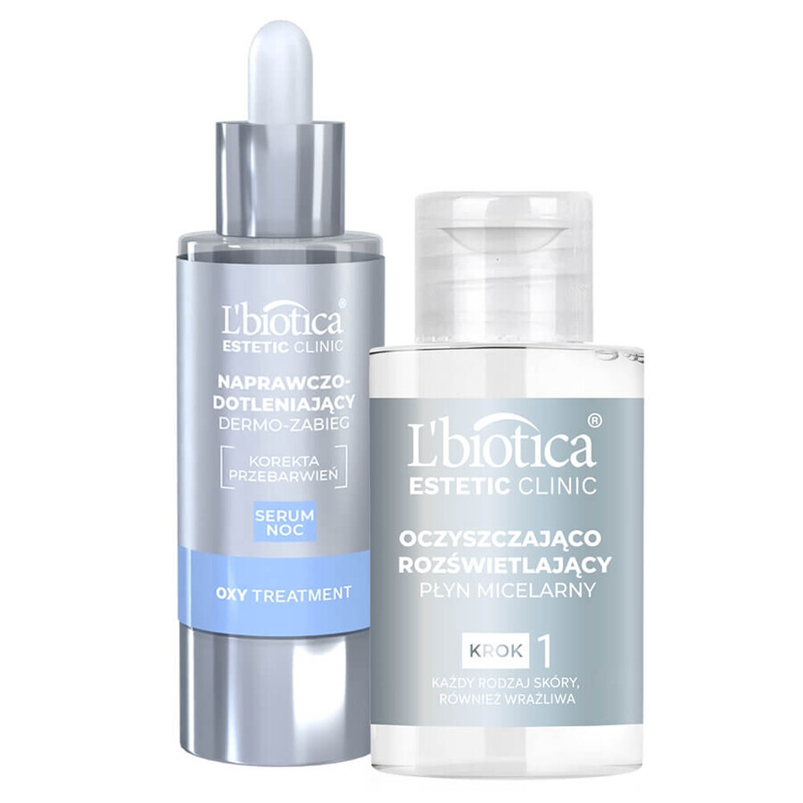 L'Biotica Aesthetic Clinic OXY, reparierende und sauerstoffhaltige Dermo-Nachtbehandlung, 30 ml + mizellare Reinigungs- und Aufhellungslotion, 50 ml gratis