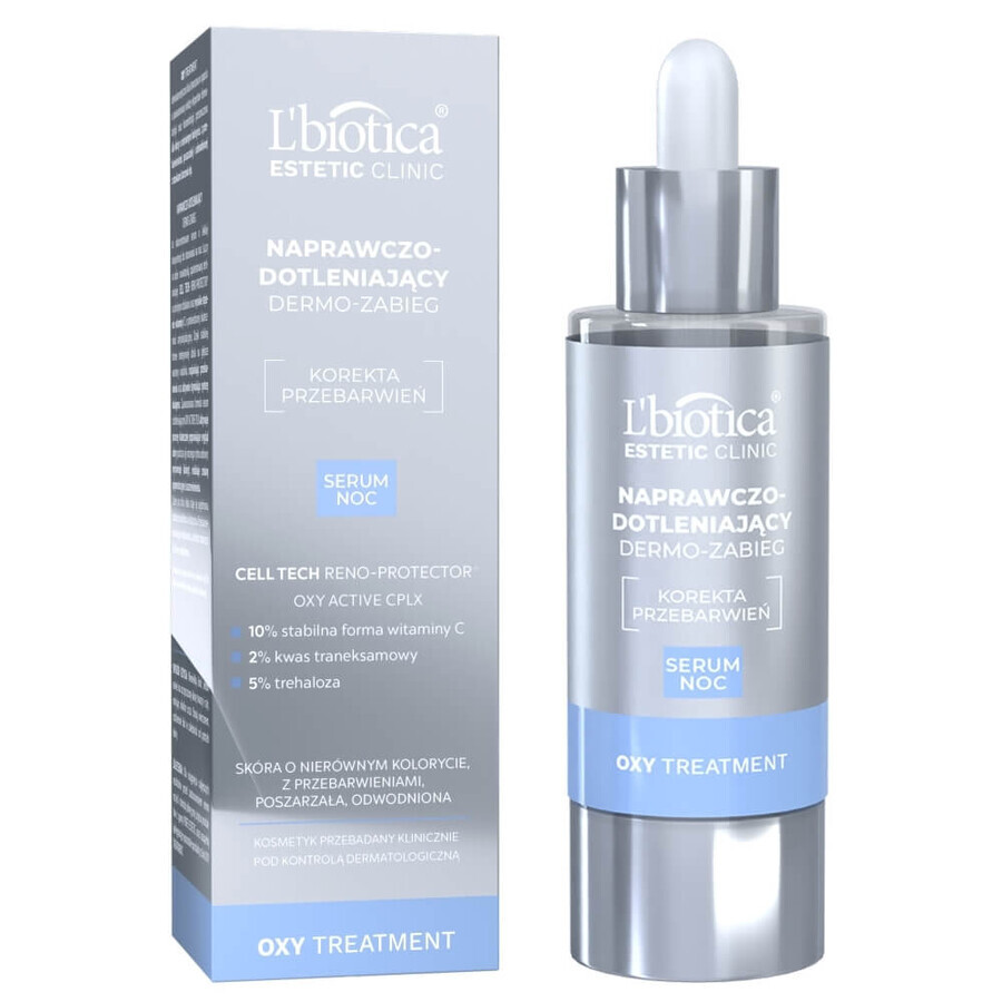 L'Biotica Aesthetic Clinic OXY, reparierende und sauerstoffhaltige Dermo-Nachtbehandlung, 30 ml + mizellare Reinigungs- und Aufhellungslotion, 50 ml gratis