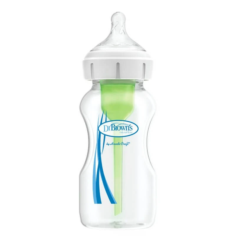 Wide neck bottle with level 1 teat, 0-3 months, 270 ml, Options+, Dr.…