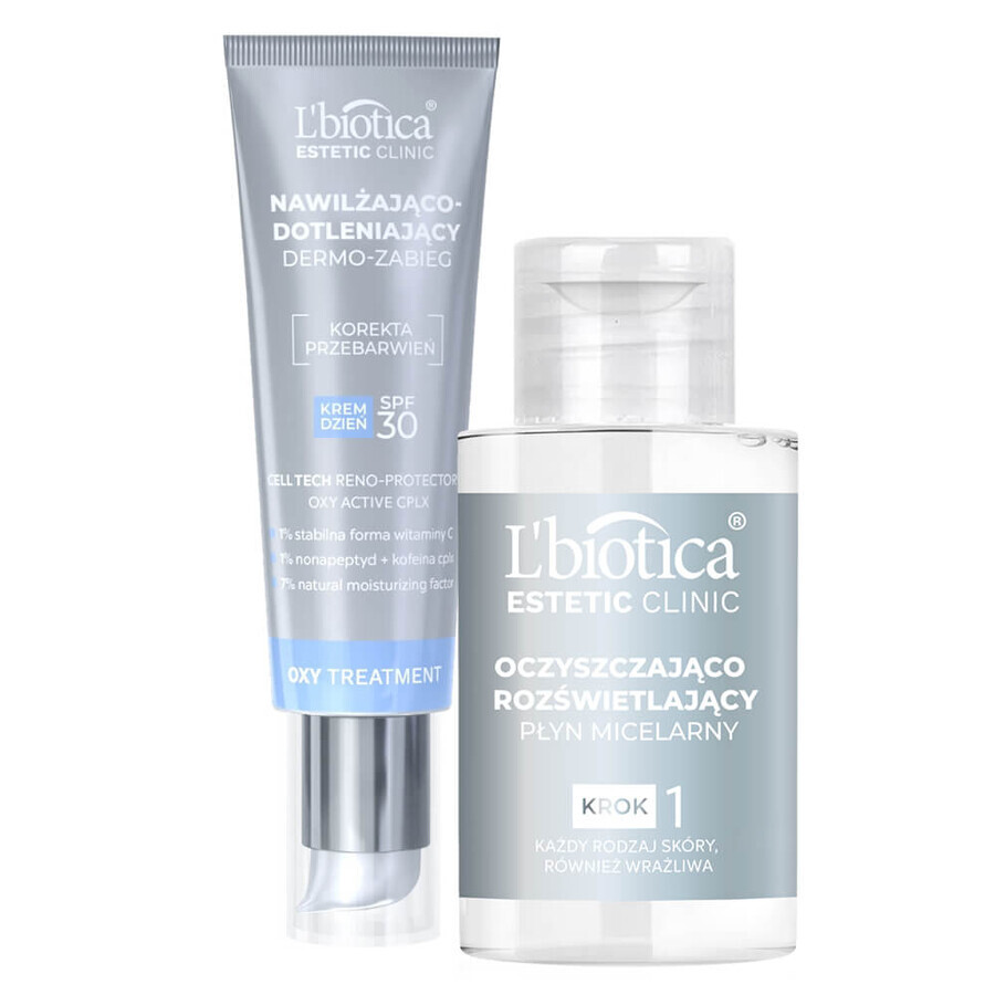 L'Biotica Aesthetic Clinic OXY, moisturizing and oxygenating dermo-treatment, SPF 30, 35 ml + micellar cleansing and brightening lotion, 50 ml free