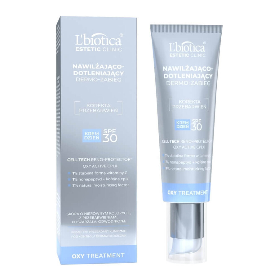 L'Biotica Aesthetic Clinic OXY, moisturizing and oxygenating dermo-treatment, SPF 30, 35 ml + micellar cleansing and brightening lotion, 50 ml free