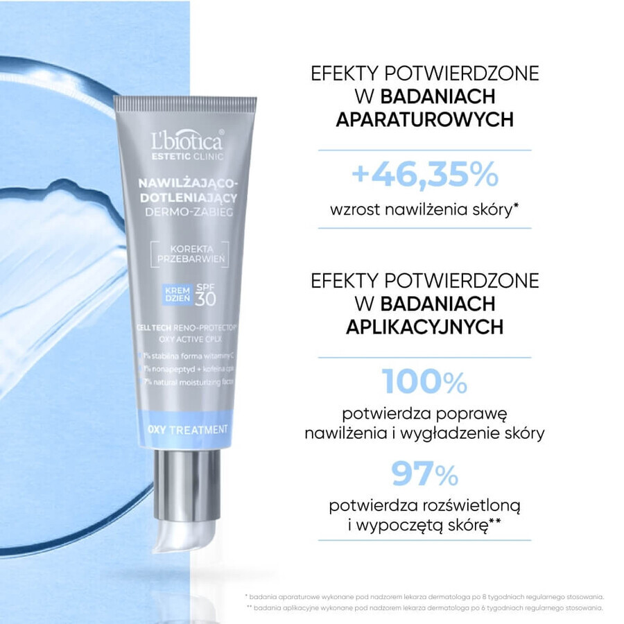 L'Biotica Aesthetic Clinic OXY, moisturizing and oxygenating dermo-treatment, SPF 30, 35 ml + micellar cleansing and brightening lotion, 50 ml free