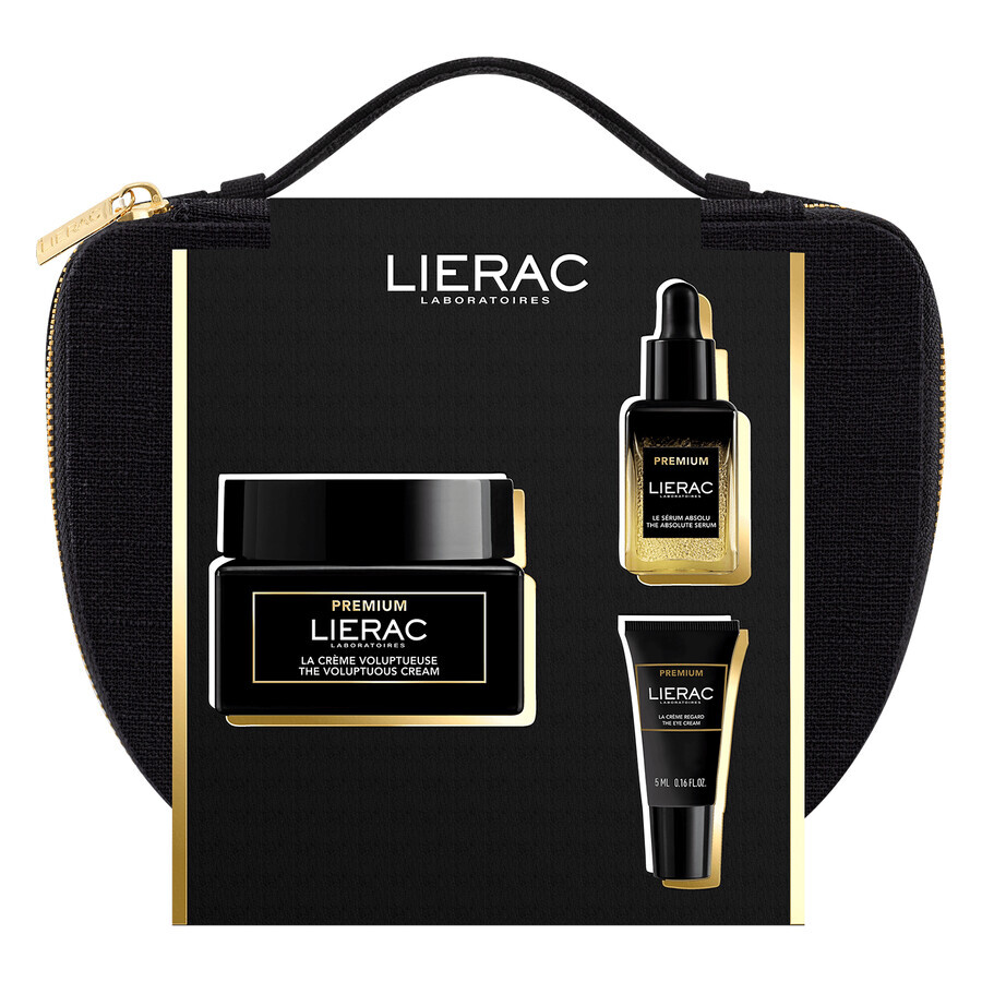 Lierac Premium set, anti-aging cream, 50 ml + serum, 13 ml + eye cream, 5 ml + cosmetic gift bag