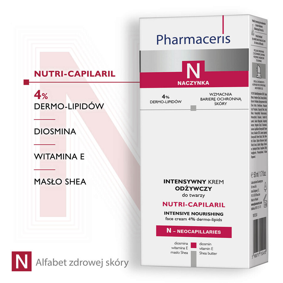 Pharmaceris N Nutri-Capilaril, intensive nourishing face cream, 50 ml + vitamin C concentrate 1200 mg, strengthens and smoothes, 5 ml free of charge