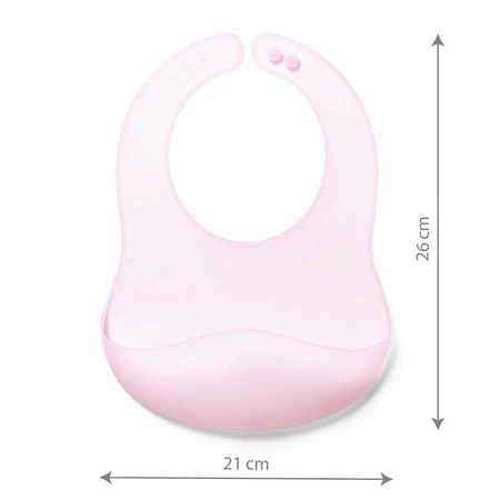 BabyOno, ultra-thin silicone bib, pink, from 6 months, 1 pc