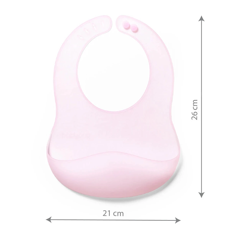 BabyOno, ultra-thin silicone bib, pink, from 6 months, 1 pc