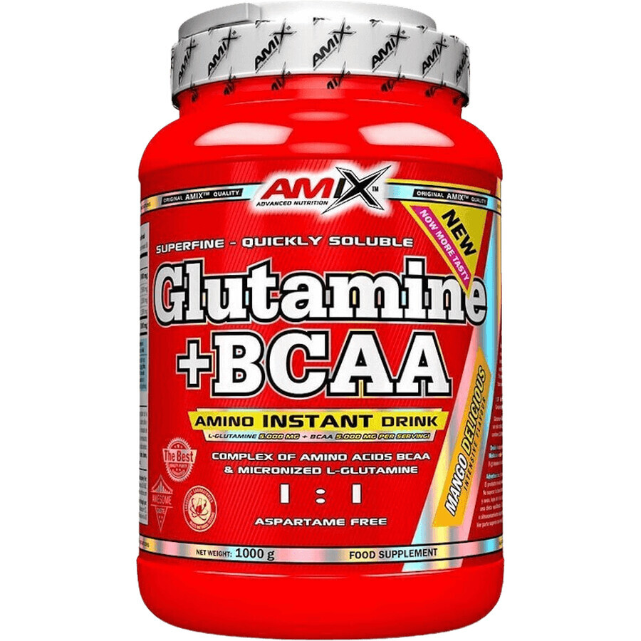 Amix L-Glutammina + BCAA in polvere, arancia 1000 g