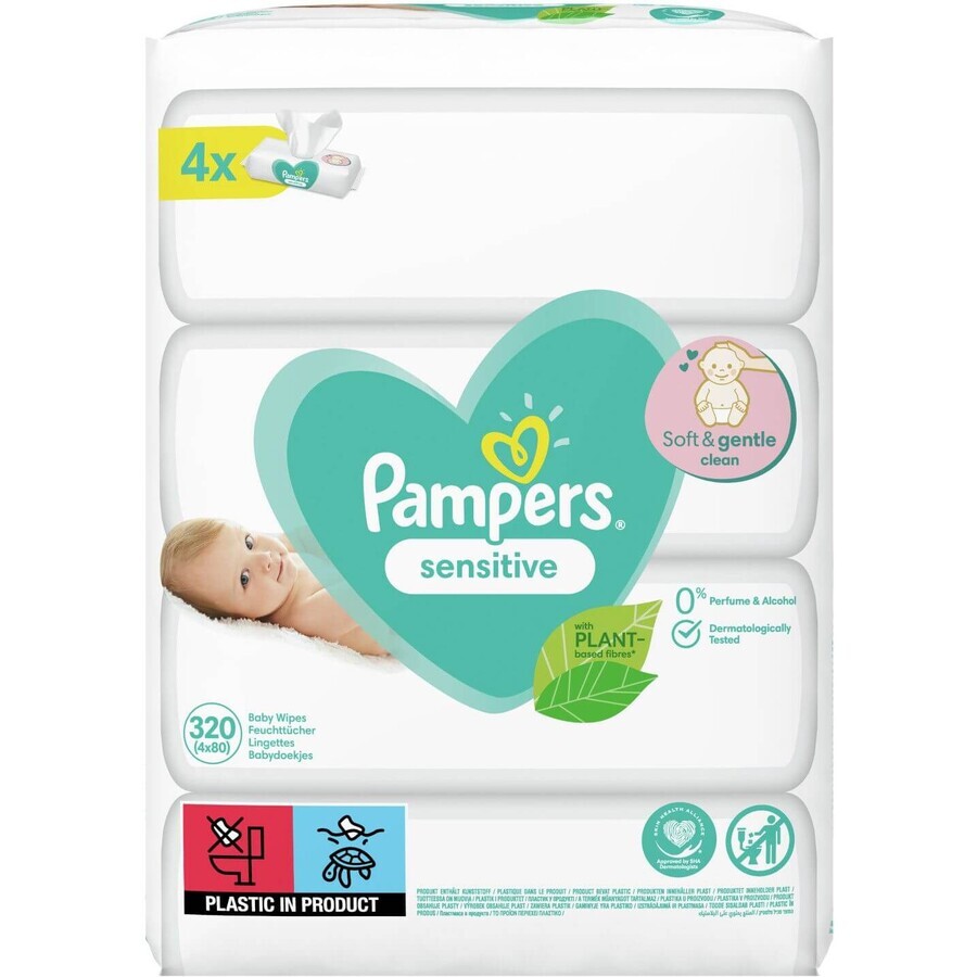 Pampers Doekjes Sensitive, 4 x 80 stuks