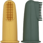 Petite&Mars Juego de cepillos de dientes de silicona Ocre&Verde 0m+ 2 piezas Petite&Mars Juego de cepillos de dientes de silicona Ocre&Verde 0m+ 2 piezas