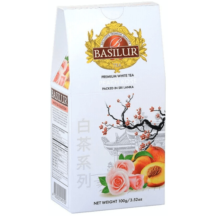 Basilur Thé blanc pêche pêche rose papier rose 100 g