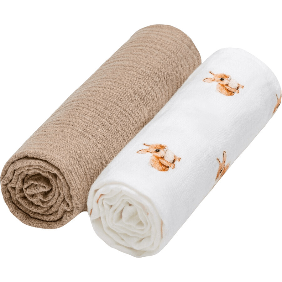 T-Tomi Organic Muslin Bunny Diapers 2 pcs