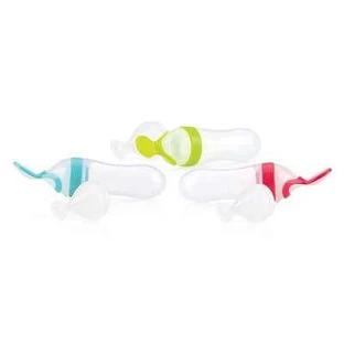 Silicone bottle, 90ml with 2 spoons, 4 months+, Nuby
