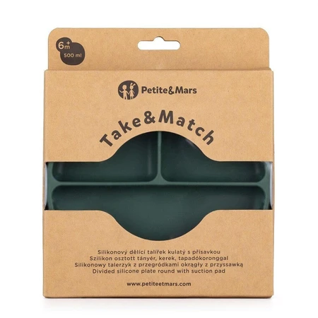 Petite&Mars Take&Match Misty Green 6m+ runder Silikon-Teilungsteller