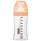 Glass bottle with sensory function and anti-colic flat teat Debit 2, Caprioara, 0-6 months, 270 ml, Dodie