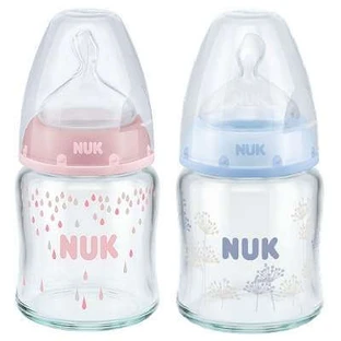 Glass bottle with silicone teat M1, 120 ml, 0-6 months, Nuk