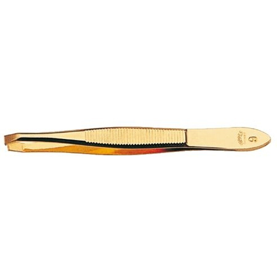 Nippes Solingen Pinzetta dritta ricurva placcata oro 8 cm