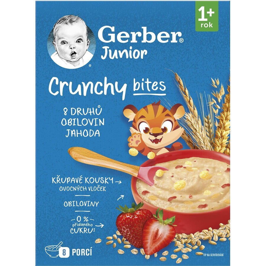 Papilla Gerber Junior de fresa sin leche con trocitos crujientes 200 g