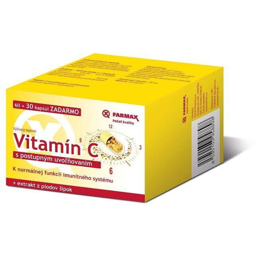 Farmax Vitamin C slow-release 500 mg + rosehip extract 90 capsules
