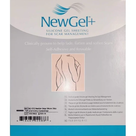 NewGel+ NG-101S Pansement en silicone beige 2,5 x 15,2 cm, 4 pièces