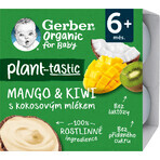 Gerber Bio 100% plantaardig mango en kiwi toetje met kokosmelk 4 x 90 g Gerber Bio 100% plantaardig mango en kiwi toetje met kokosmelk 4 x 90 g