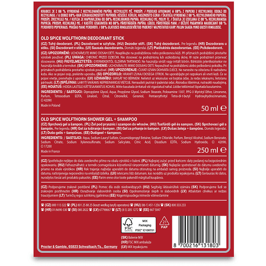 Old Spice Gamer pour hommes - coffret cadeau comprenant un déodorant en stick et un gel douche à l'argousier au goût d'agrumes tropicaux
