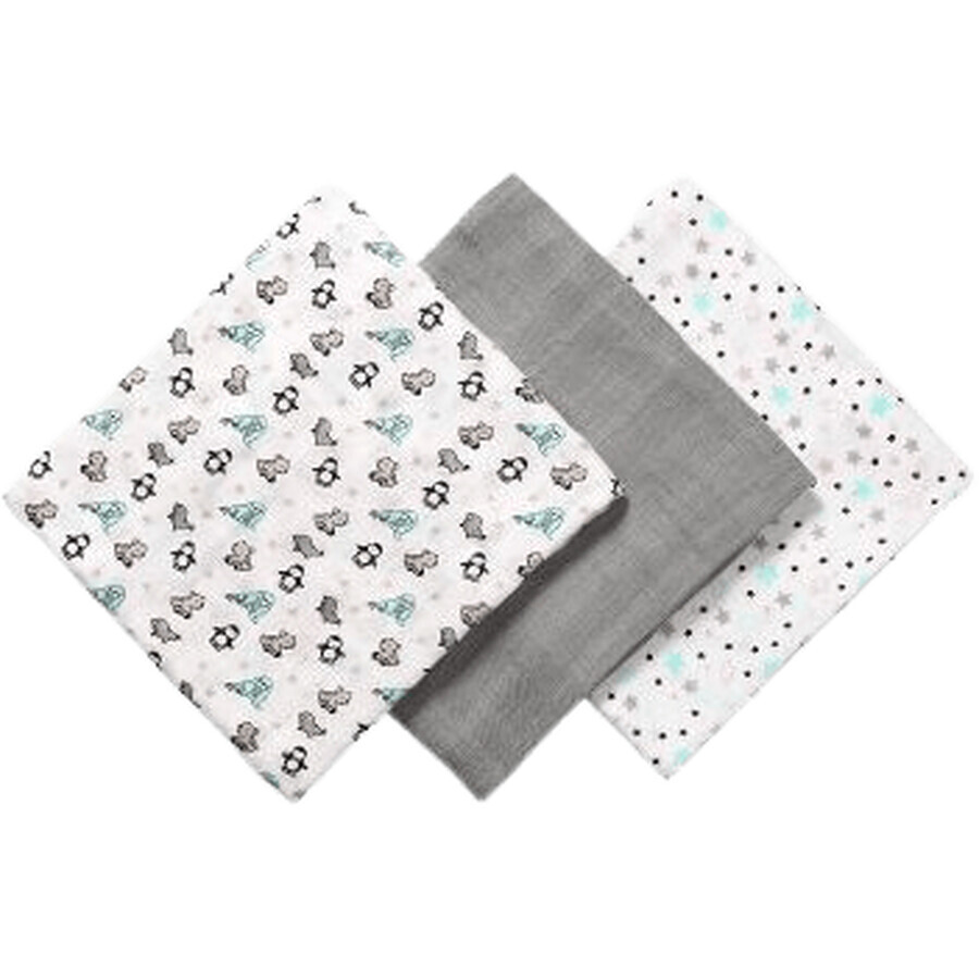 BabyOno Bamboo diapers gray 3 pcs