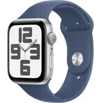 Apple Watch SE GPS 44mm Silver aluminum case with denim sport band - M/L