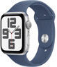 Apple Watch SE GPS 44mm Silver aluminum case with denim sport band - M/L