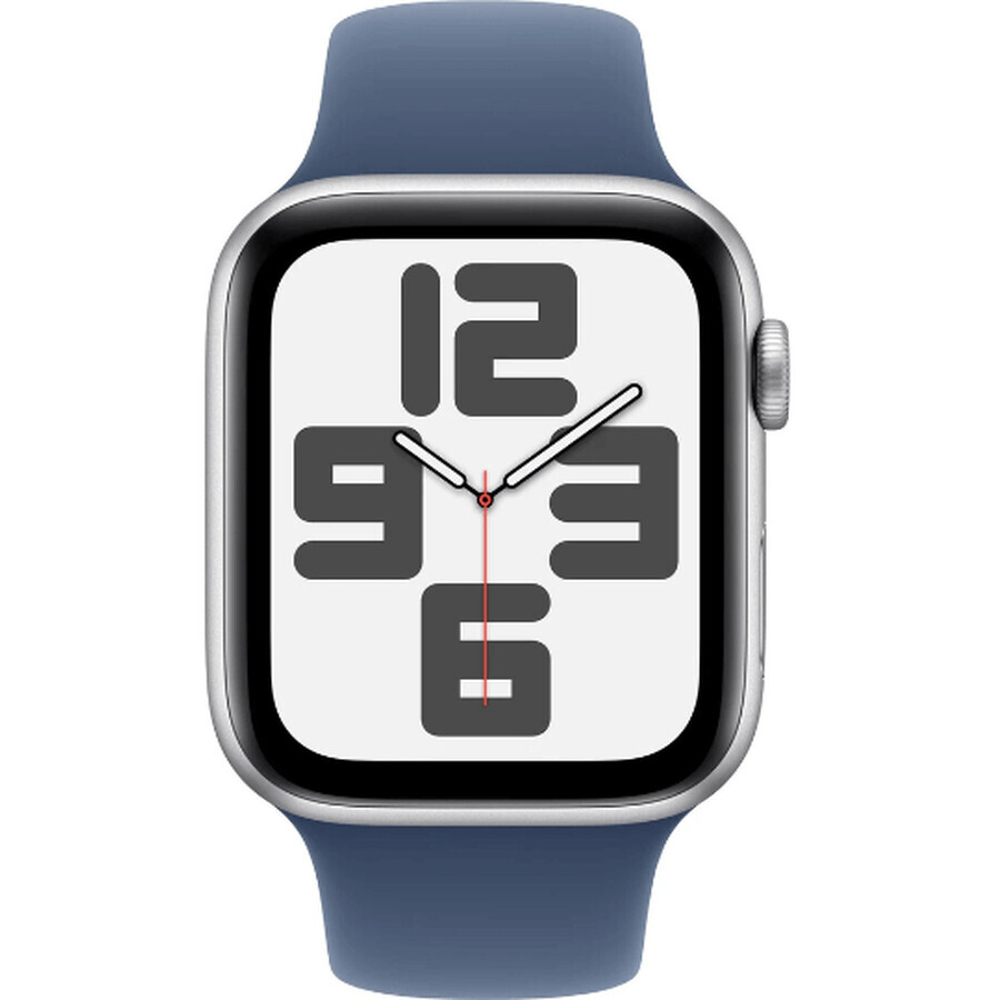 Apple Watch SE GPS 44mm Silver aluminum case with denim sport band - M/L