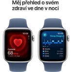 Apple Watch SE GPS 44mm Silver aluminum case with denim sport band - M/L