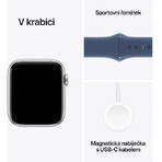 Apple Watch SE GPS 44mm Silver aluminum case with denim sport band - M/L