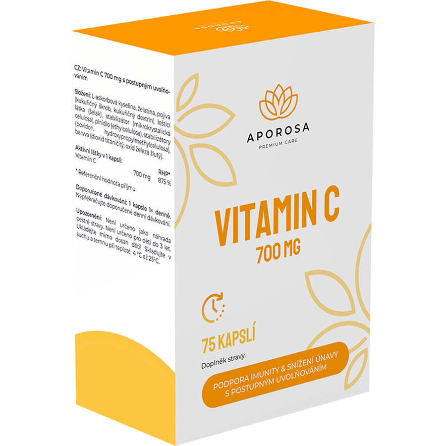Aporosa Vitamin C 700 mg allmähliche Freisetzung 75 Kapseln