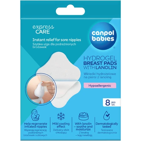 Discos absorbentes de hidrogel con lanolina cicatrizante para niños Canpol 8 unidades