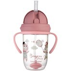 Canpol pentru bebeluși Pahar cu pai care nu curge cu greutate 6m+ Bonjour Paris roz 270 ml