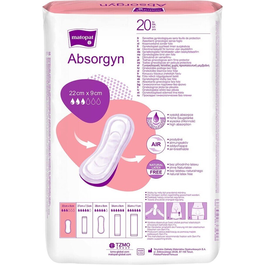 Matopat Absorgyn Postpartale gynäkologische Binden ohne Folie 22 cm x 9 cm, 20 Stück Matopat Absorgyn Postpartale gynäkologische Binden ohne Folie 22 cm x 9 cm, 20 Stück