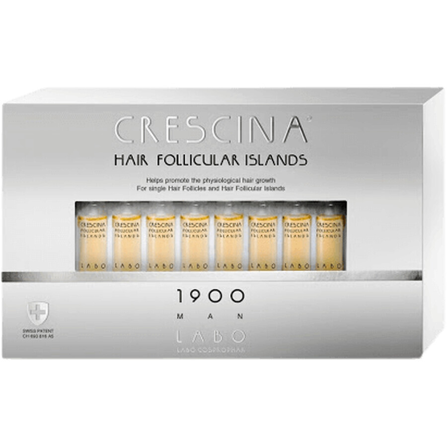 Crescina ampollas para la caída del cabello en hombres, fase media, 20 ampollas