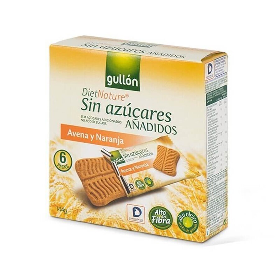 Oatmeal Orange Snack Biscuits with no added sugar, with sweetener, 144g, Gullon