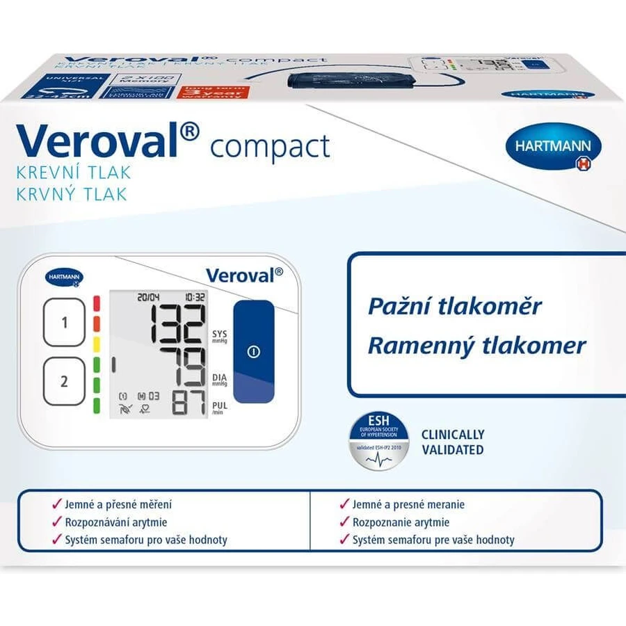 Tensiómetro digital de brazo Hartmann Veroval compact BPU22 con manguito universal