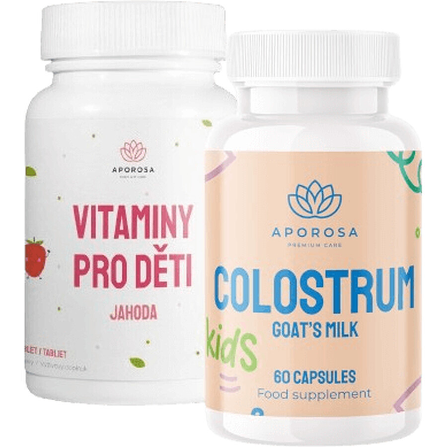 Aporosa Kids Colostrum de chèvre 60 gélules + vitamines Aporosa KIDS - fraises 90 pcs