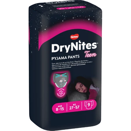 Huggies® Dry Nites Couches larges pour filles 27-57 kg, 9 pièces