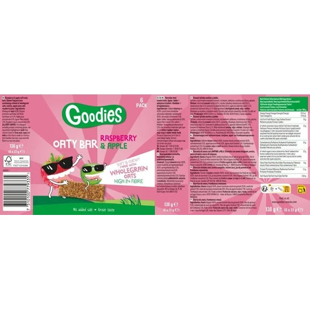 Goodies Oat bars with raspberries and apple 6 x 23 g