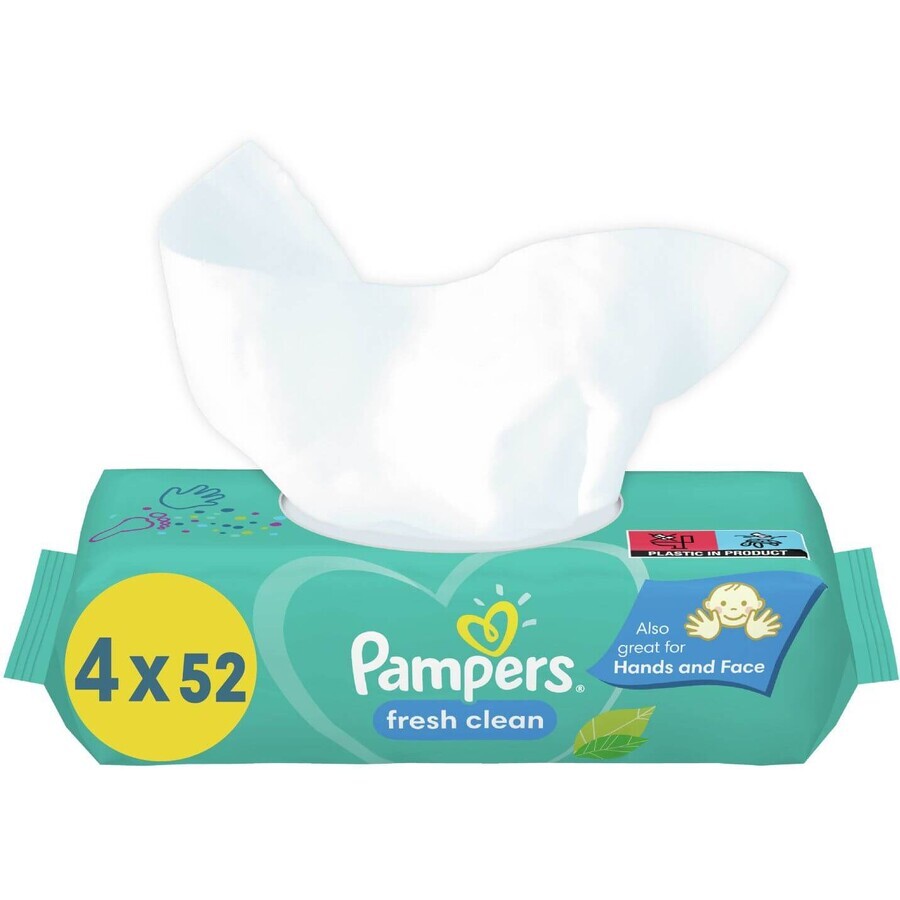 Pampers Wipes Fresh clean Șervețele umede, 4 x 52 buc Pampers Wipes Fresh clean Șervețele umede, 4 x 52 buc