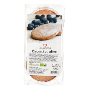 Organic biscuits with blueberries, 175 g, Longevita