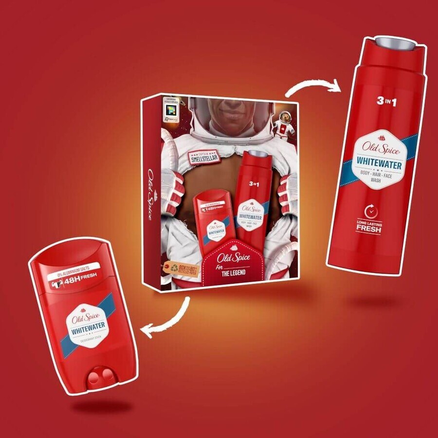 Old Spice Astronaut - mannengeschenkset met vaste deodorant en Whitewater douchegel met frisse geur