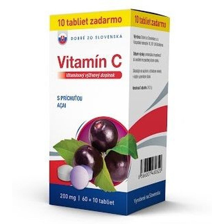 Goed uit Slowakije Vitamine C 200 mg ACAI-smaak 70 tabletten