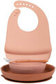 Nattou Silicone Dining Set with bib pink 4 pcs